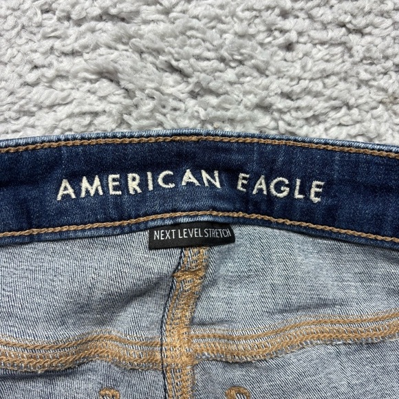 American Eagle Jeans Womens 4 Short Next Level Stretch Jegging Dark Wash Grunge - Picture 2 of 6
